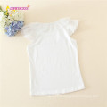 nouvelle arrivée impression enfants gilet dentelle conception enfant chemise blanche été enfants filles t-shirt